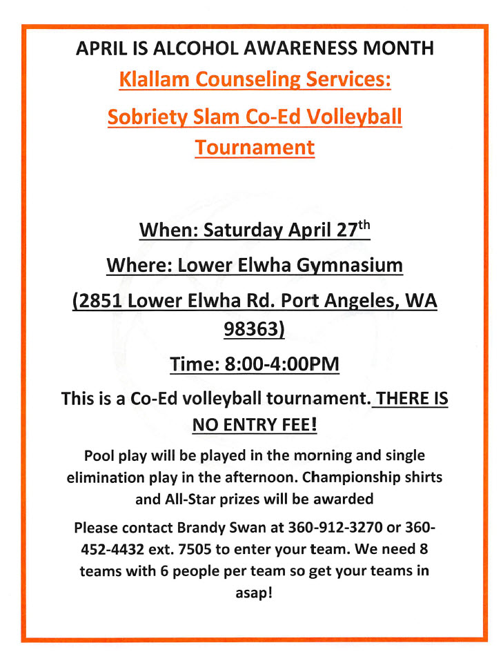 Klallam Counseling Services: Sobriety Slam Co-Ed Volleyball Tournament