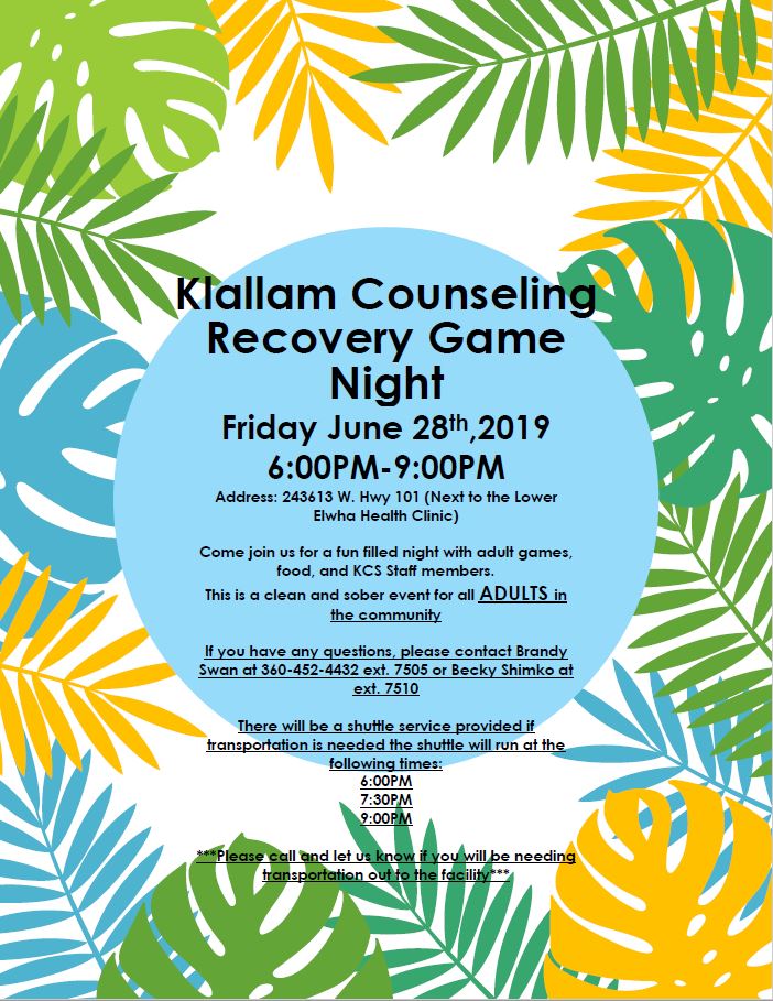 Klallam Counseling Recovery Game Night
